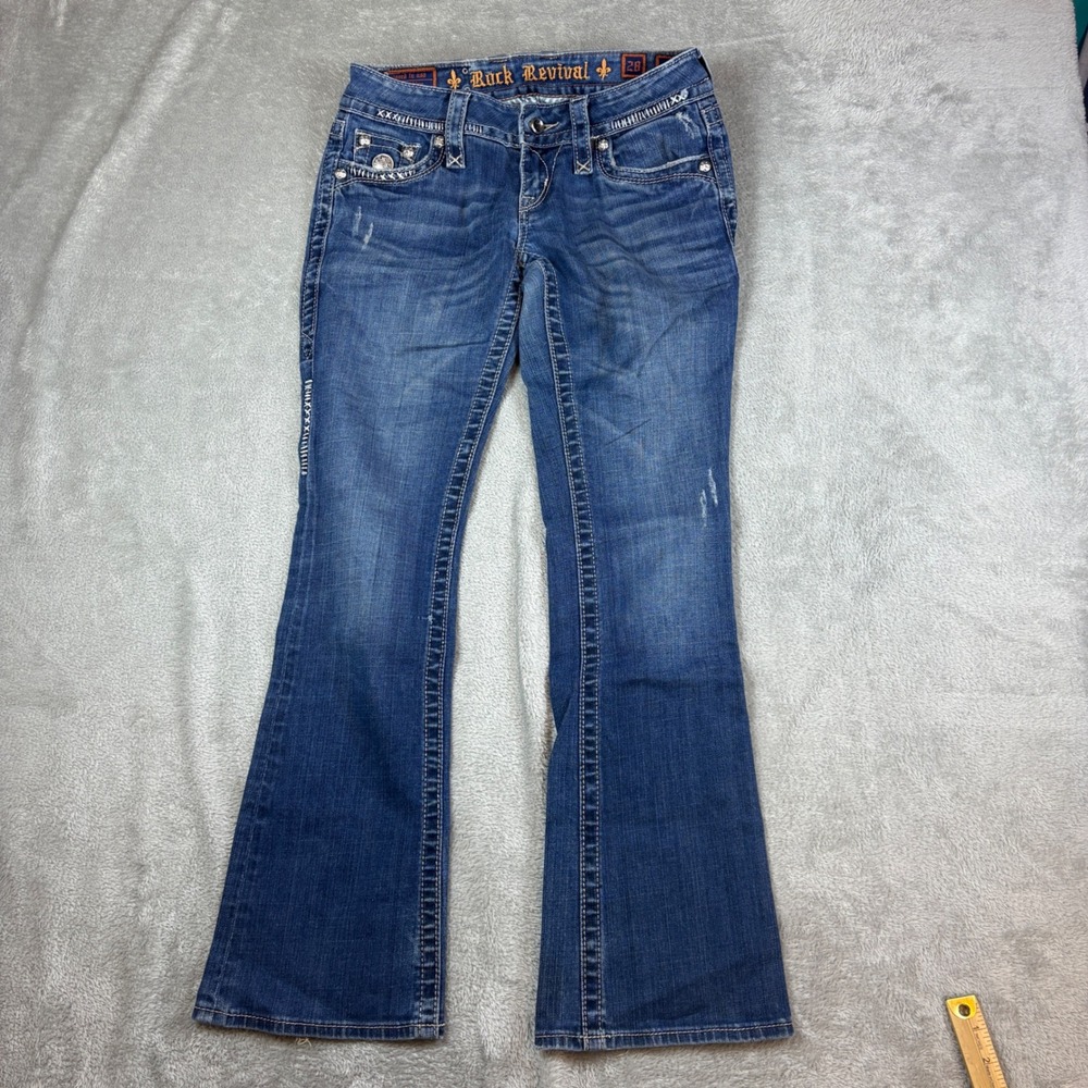 Rock Revival Jeans Women 28 (Fits 30x31) Celine Bootcut Whiskered‎ Faded Stretch